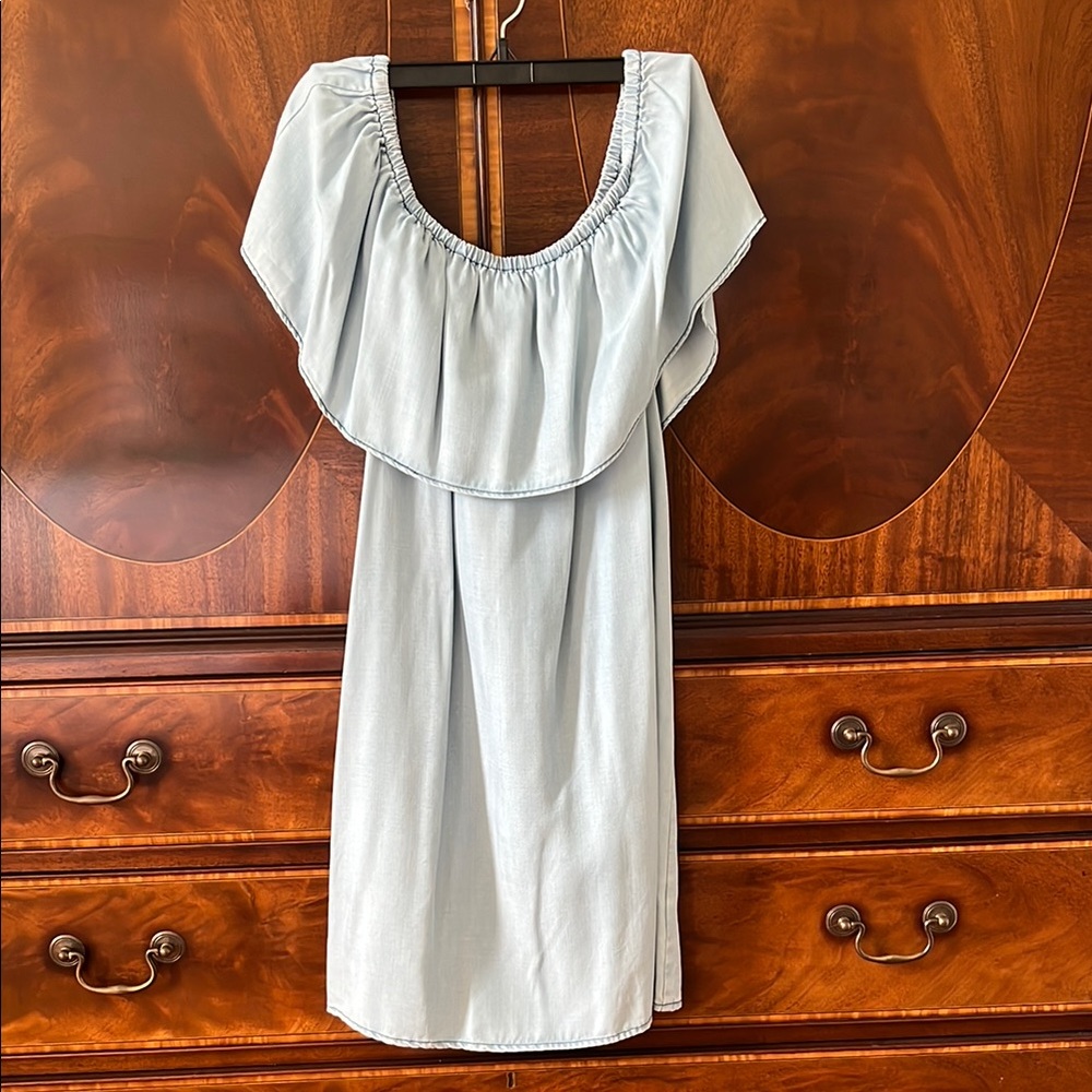 BB Dakota vintage Light Blue Women's strapless chambray Dress